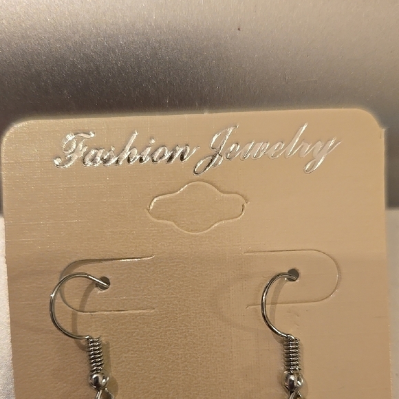 Silver and Blue Teardrop Earrings with Filigree Design - Picture 3 of 5